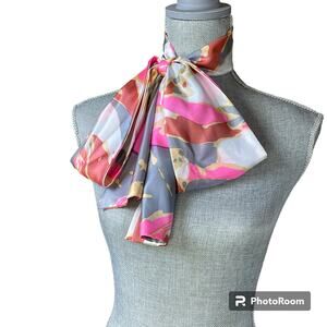 Vintage Giant Bow Neck Scarf Abstract